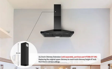 Range Hood 36 Inch Black Wall Mount Range Hood In Black Stainless