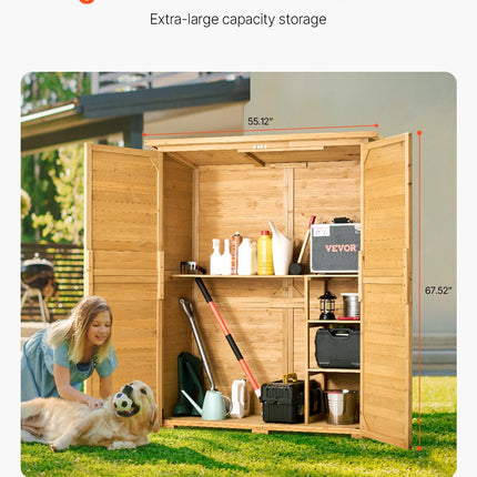 Outdoor Wooden Storage Shed Waterproof Garden Tool Metal Shed 55x67.5
