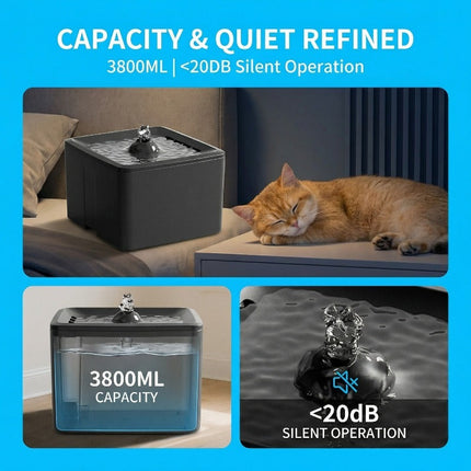 Ultra Silent Circulating Pet Drinking Fountain, 3800ML Large Volume,