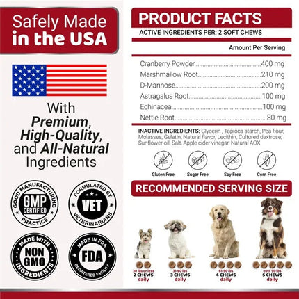 Dog UTI Treatment 170 Treats Cranberry Supplement For Dogs Bladder