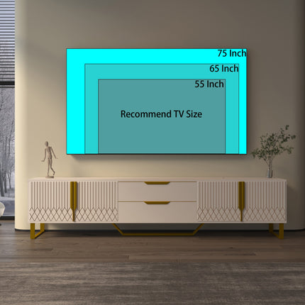 TV Console With Storage Cabinets, Carve Design TV Stand With Metal