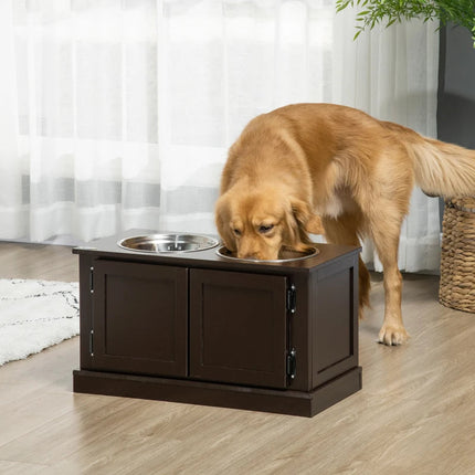 Elevated Dog Bowls With Storage, Two Stainless Steel Bowls For Large