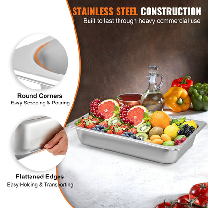 6 Pack Steam Table Pans 20.9 X 12.8 X 3.9 Inch Deep Steam Table Pan