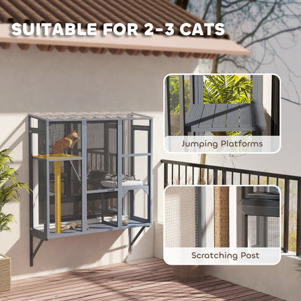 Catio Outdoor, Window Catio For 2-3 Large Indoor Cats W 2 Jumping