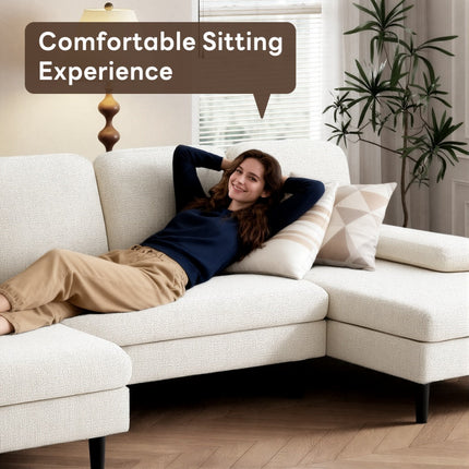U-shaped Combination Sofa, Double Lounge Chair, Chenille Fabric 4-seat