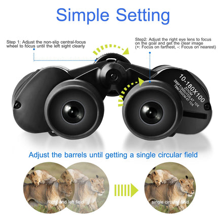 1Pc Portable Zoom Binoculars With FMC Lens Low Light Night Vision For