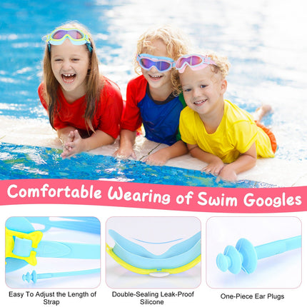 3 Colors Option - 1Pc Kids Swim Goggles With Ear Plugs UV Protection