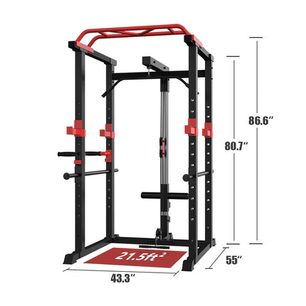 Multi-functional Power Cage Home Adjustable Pullup Squat Rack Capacity