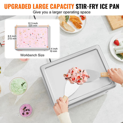 Fried Ice Cream Roll Machine, 19.3" X 14.9" Stir-Fried Ice Cream Pan,