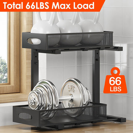 2Pcs Under Sink Organizer 2 Tier Pull Out Cabinet Baskets Storage