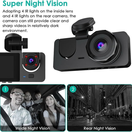 3 Channel Dash Cam, 1080P Dash Cam Front And Rear Inside, Three Way