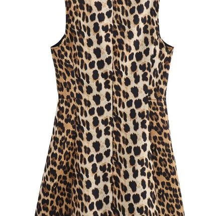 Leopard Print Sleeveless : Mini Dress