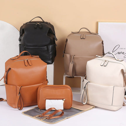 PU Leather Casual Mommy Backpack