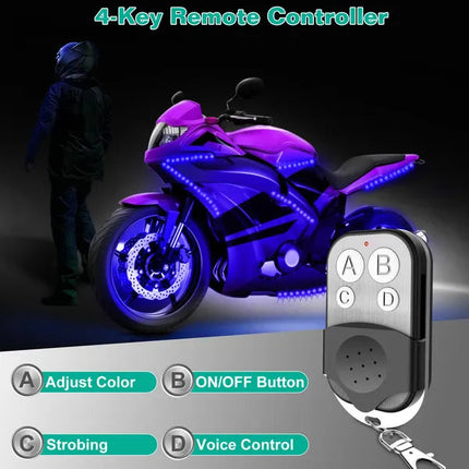 6Pcs Motorcycle LED Light Strips Multi-Color Neon Light Kits