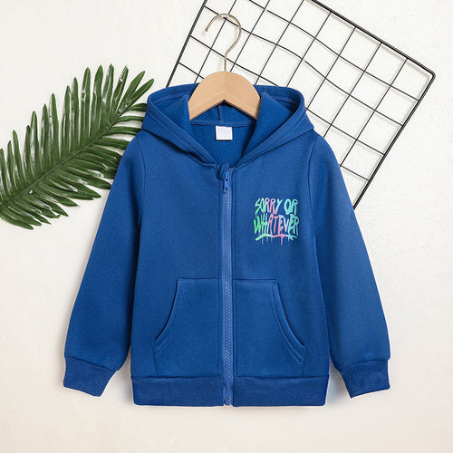 Toddler Girl Zip Up Hoodie Jacket Sorry Or Whatever Letter Print Long
