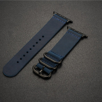 Nubuck Leather Three-Ring Pin Buckle Watch Strap