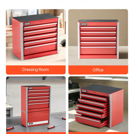 Metal Tool Box, 8.6-inch, Portable Metal Tool Box With 5 Drawers,