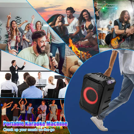 Portable Wireless Party Speaker With LED Light 2 Wireless Mics Remote
