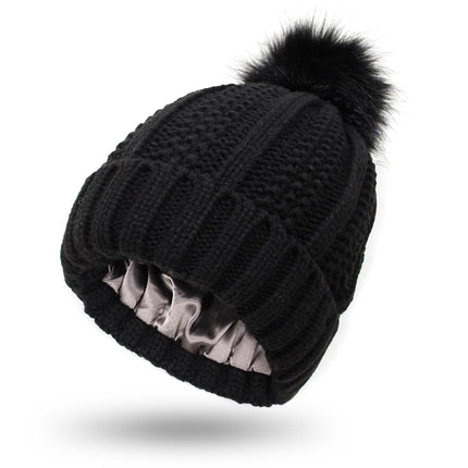 Winter Knitted Hats Fashion Stretchy Lined Skull Hats For Women Faux