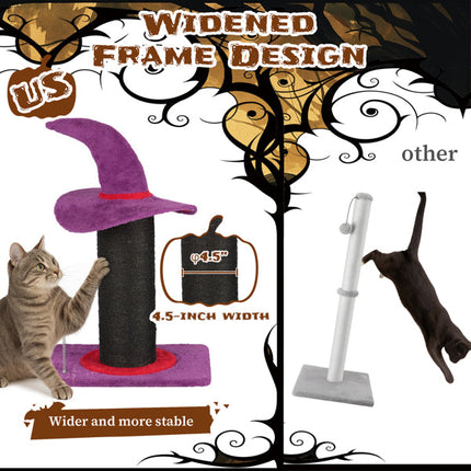 Wizard Hat Cat Scratching Post With Spring Ball Toy For Indoor Cats,