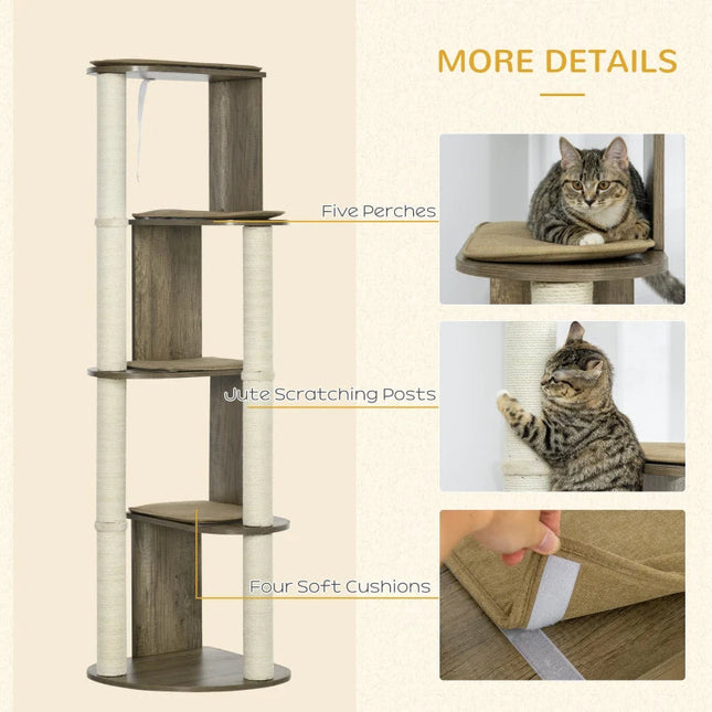 Corner Modern Cat Tree Tall For Climbing, Large Multilevel Cat Tower