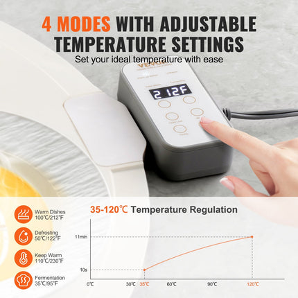 Electric Warming Tray Rollable Food Warming Mat W/ Temp Control For