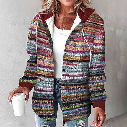 Plaid Hooded Jacket Fashion Casual Button Pocket Coat Autumn And