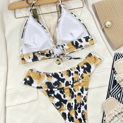 Animal Print Halter Neck: Bikini Set
