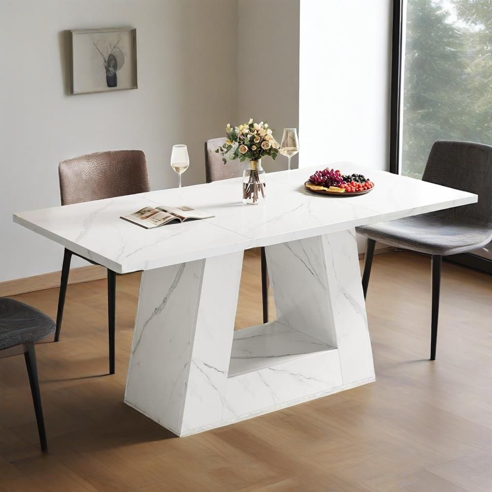 Dining Table For 4 To 6 People, 63" Rectangular Dining Room Table,