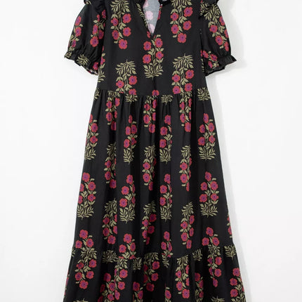 Floral Print Tiered Maxi Dress