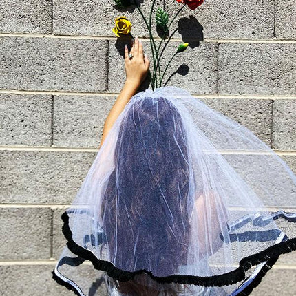 Black Fringe Trimmed Bachelorette Party Veil