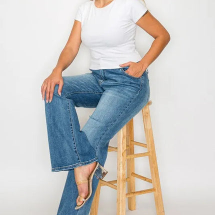 bytos Full Size Cat's Whiskers Mid Rise Bootcut Jeans