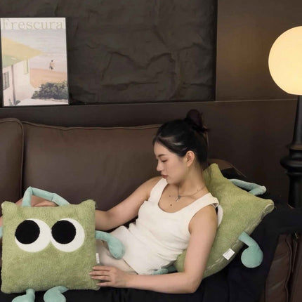 Big Eyes 2-in-1 Convertible Throw Pillow Blanket, Cute Whimsical Soft