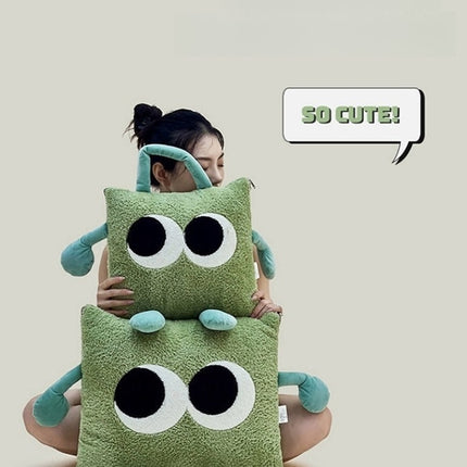Big Eyes 2-in-1 Convertible Throw Pillow Blanket, Cute Whimsical Soft