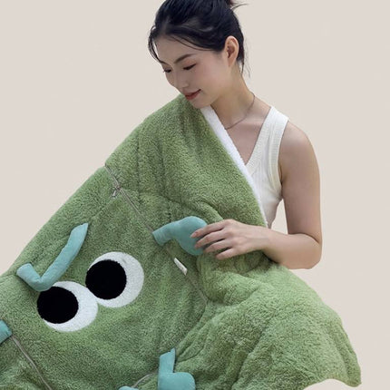 Big Eyes 2-in-1 Convertible Throw Pillow Blanket, Cute Whimsical Soft
