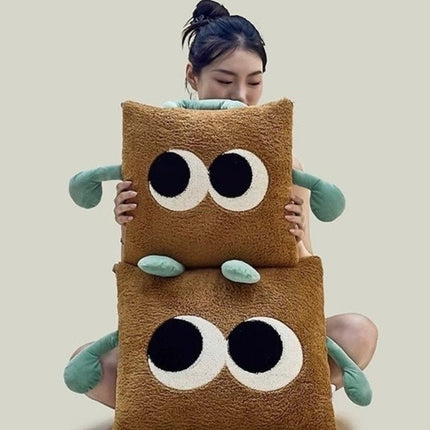 Big Eyes 2-in-1 Convertible Throw Pillow Blanket, Cute Whimsical Soft