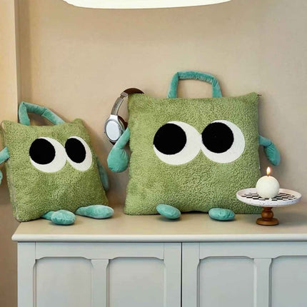 Big Eyes 2-in-1 Convertible Throw Pillow Blanket, Cute Whimsical Soft