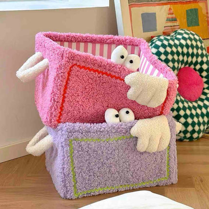 Whimsical Eclectic Big Eyes Plush Cute Laundry Storage Baskets -