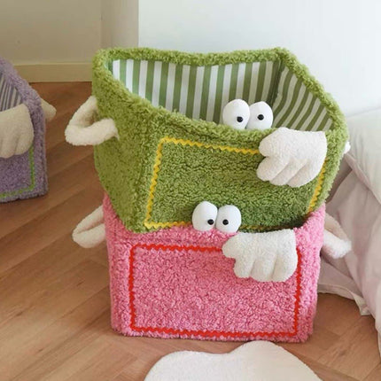 Whimsical Eclectic Big Eyes Plush Cute Laundry Storage Baskets -