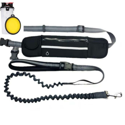 Dog Leash, Black 3 Pockets Waist Belt