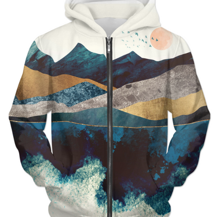 Blue Mountain Reflection 1 UNISEX ZIP HOODIE