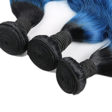 10A Grade Blue Body Wave BUNDLES with CLOSURES & FRONTALS #1B/ blue