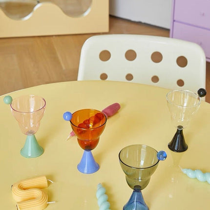 Hand Blown Bonbon Martini Glasses - Unique Whimsical Eclectic Coloured