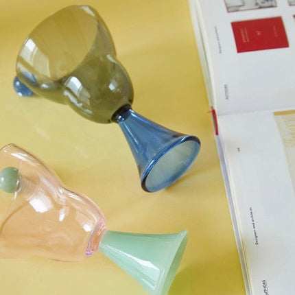 Hand Blown Bonbon Martini Glasses - Unique Whimsical Eclectic Coloured