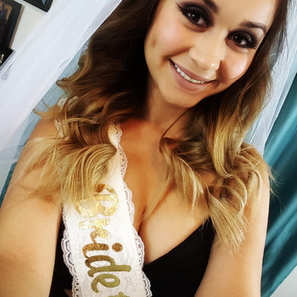 "Bride To Be" White Lace & Satin Bachelorette