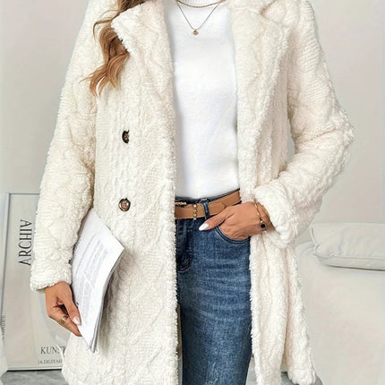 Fleece Double-Breasted Longline Coat