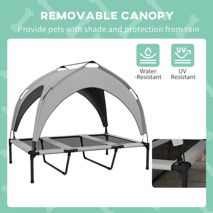 Elevated Dog Bed With Canopy, Raised Outdoor Pet Bed For Camping With