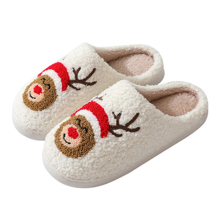 Christmas Home Slippers Cute Cartoon Santa Claus Cotton Slippers For