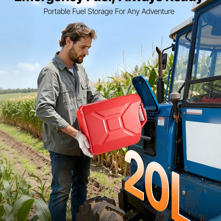 Metal Fuel Container, 5.3 Gallon, Fuel Jerry Can With Spout And
