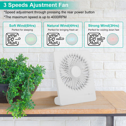 Portable Desk Fan USB Rechargeable Table Cooling Fan Quiet 5 Blades